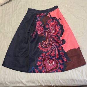 Ted baker blue and pink flower flare skirt